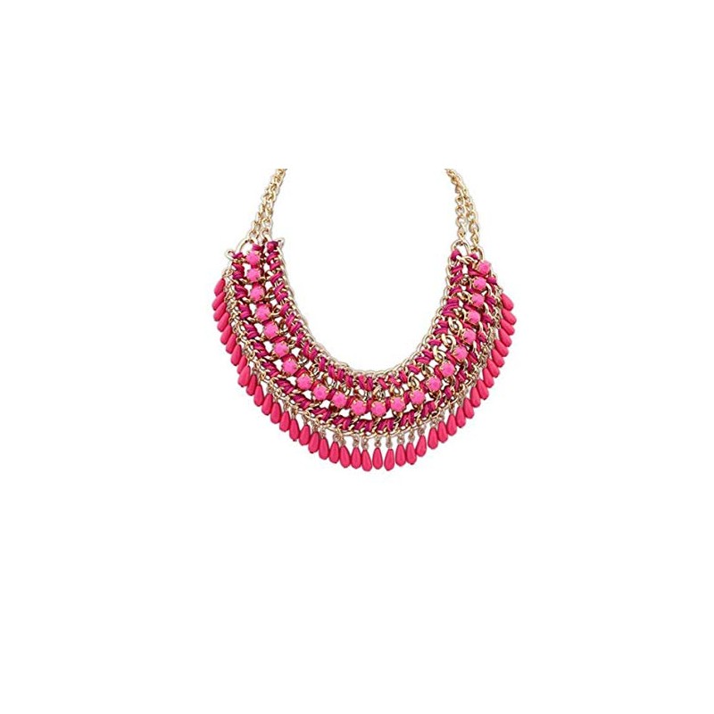 Ethnic Pink necklace with chain