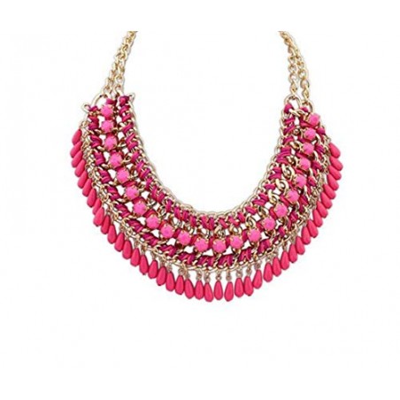 Collar Étnico Cadena Rosa