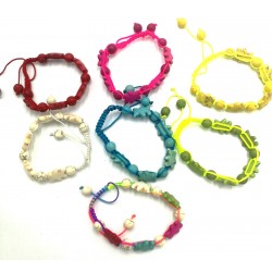 String bracelets with glass...