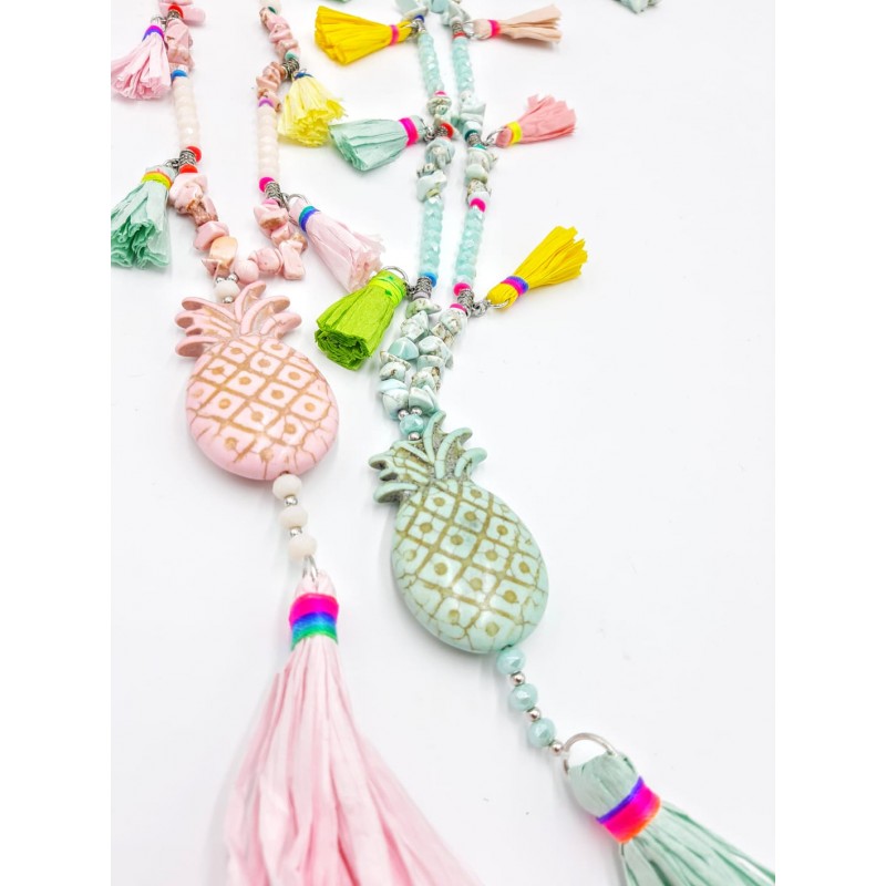 Pineapple boho long necklace