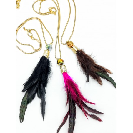 Gold long steel necklace