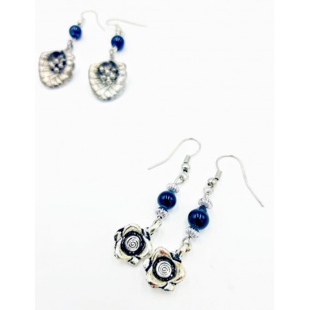Rhodium flower earrings