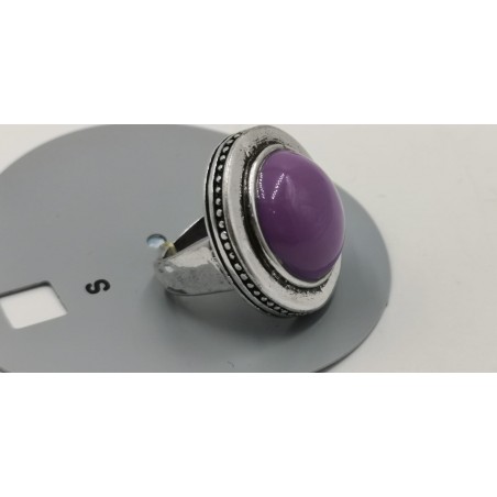 Anillo rodio piedra morada