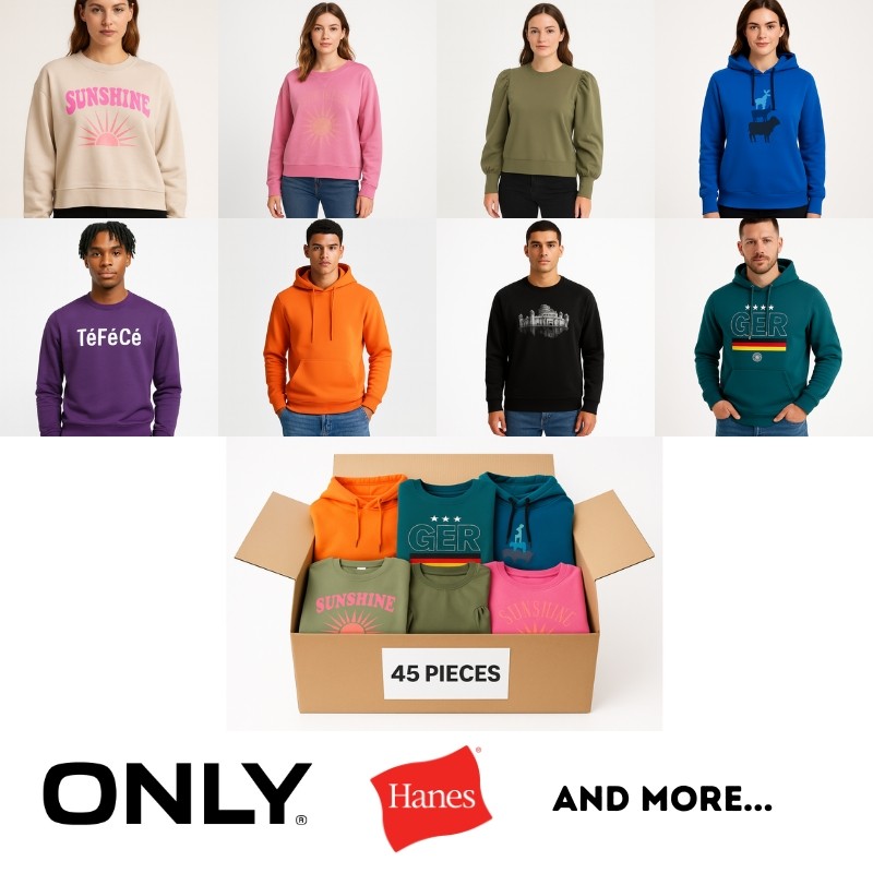 Wholesale Branded Sweatshirts Lot – Men & Women – New Stock