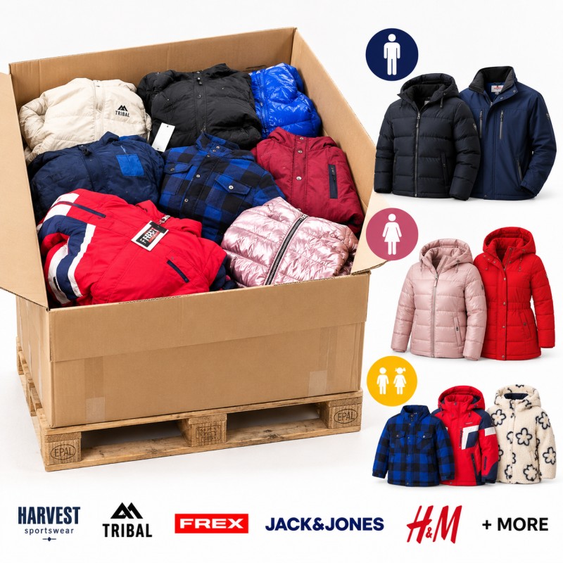 Pallet di giacche nuove multimarche all'ingrosso