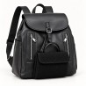 Black backpack with flap and silver zippers