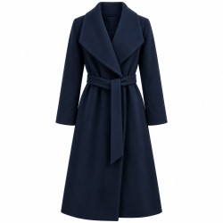 RINASCIMENTO — Navy belted coat. Representative image