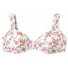 Parte superior de bikini suelta con estampado floral. Fotografía real del surtido