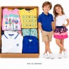 Abbigliamento estivo bambini ingrosso: scatola assortita e modelli, composizione rappresentativa