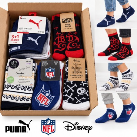 Wholesale assorted socks: box and sock models, representative composition