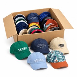 Caja de 100 gorras nuevas surtidas al por mayor