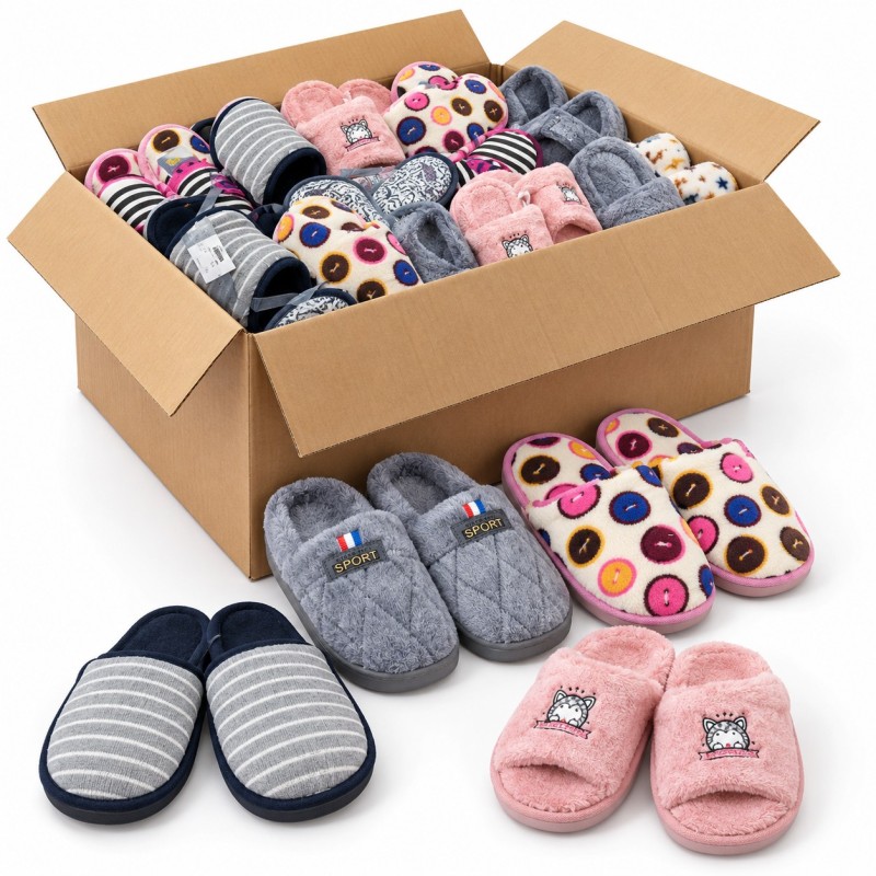 Representative cover: Box of 160 pairs of new assorted slippers