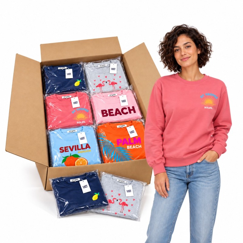 Representative cover: Box of 60 assorted LAZY SUNDAY women’s sweatshirts