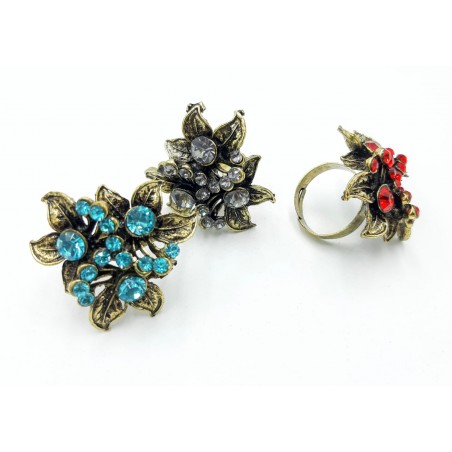 Rhodium Flower colors ring