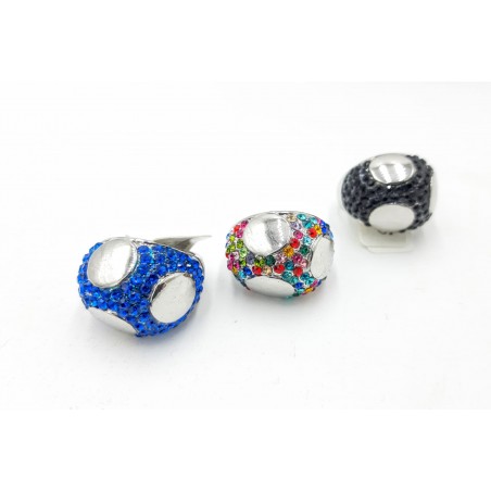 Rhodium Button Ring