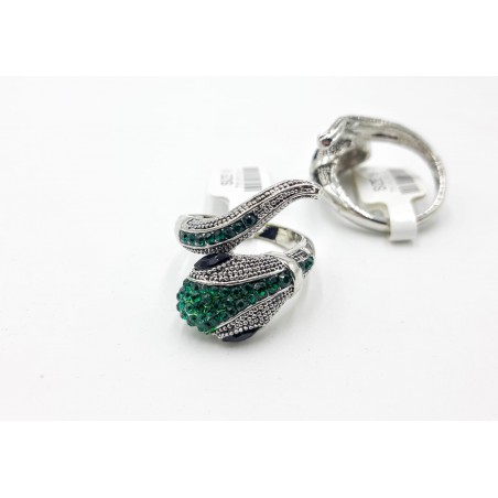 Rhodium snake eyes ring