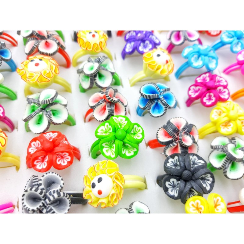Fimo flowers rings - Pack